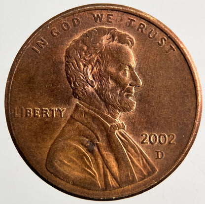 2002 - D US USA Lincoln One Cent Coin | Very High Grade