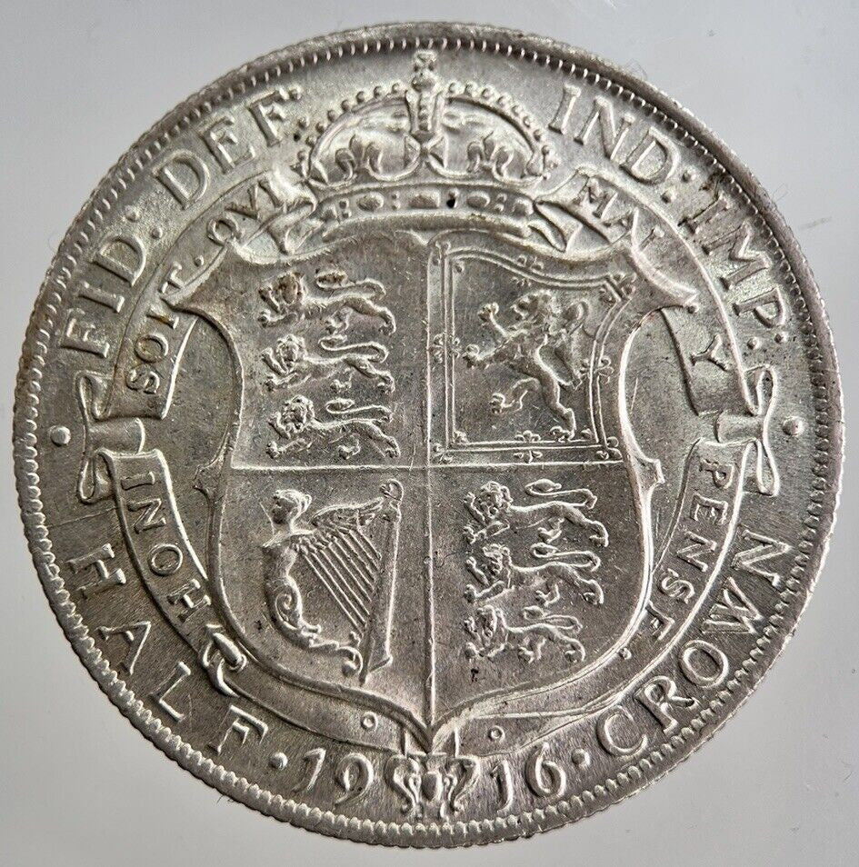 1916 George V Half - Crown Silver Coin | Very Fine Grade | a8797