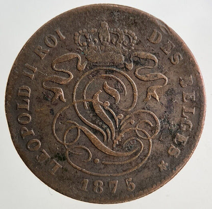 1875 Belgium 2 Cents Centimes Coin | Fine Collectable Grade