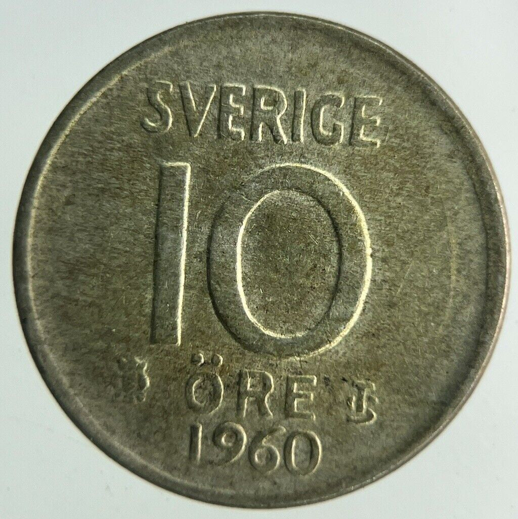 1960 Sweden 10 Ore Silver Coin | Fine Collectable Grade