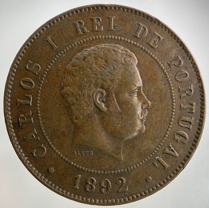 1892 Portugal XX 20 Reis Coin | Fine Collectable Grade