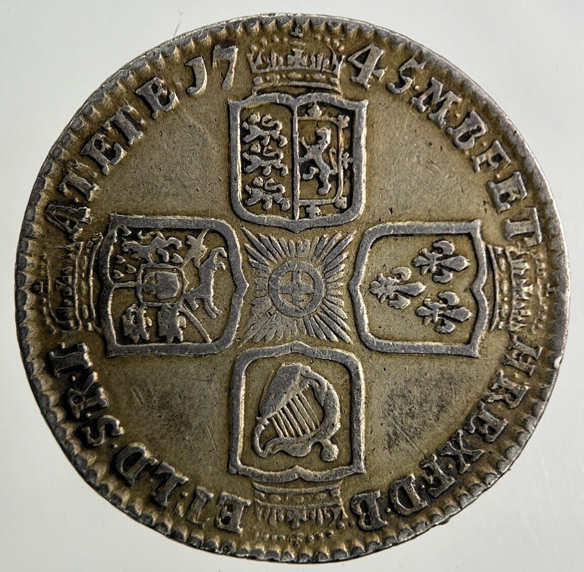 1745 George II 2nd Shilling Silver Coin | Very High Grade