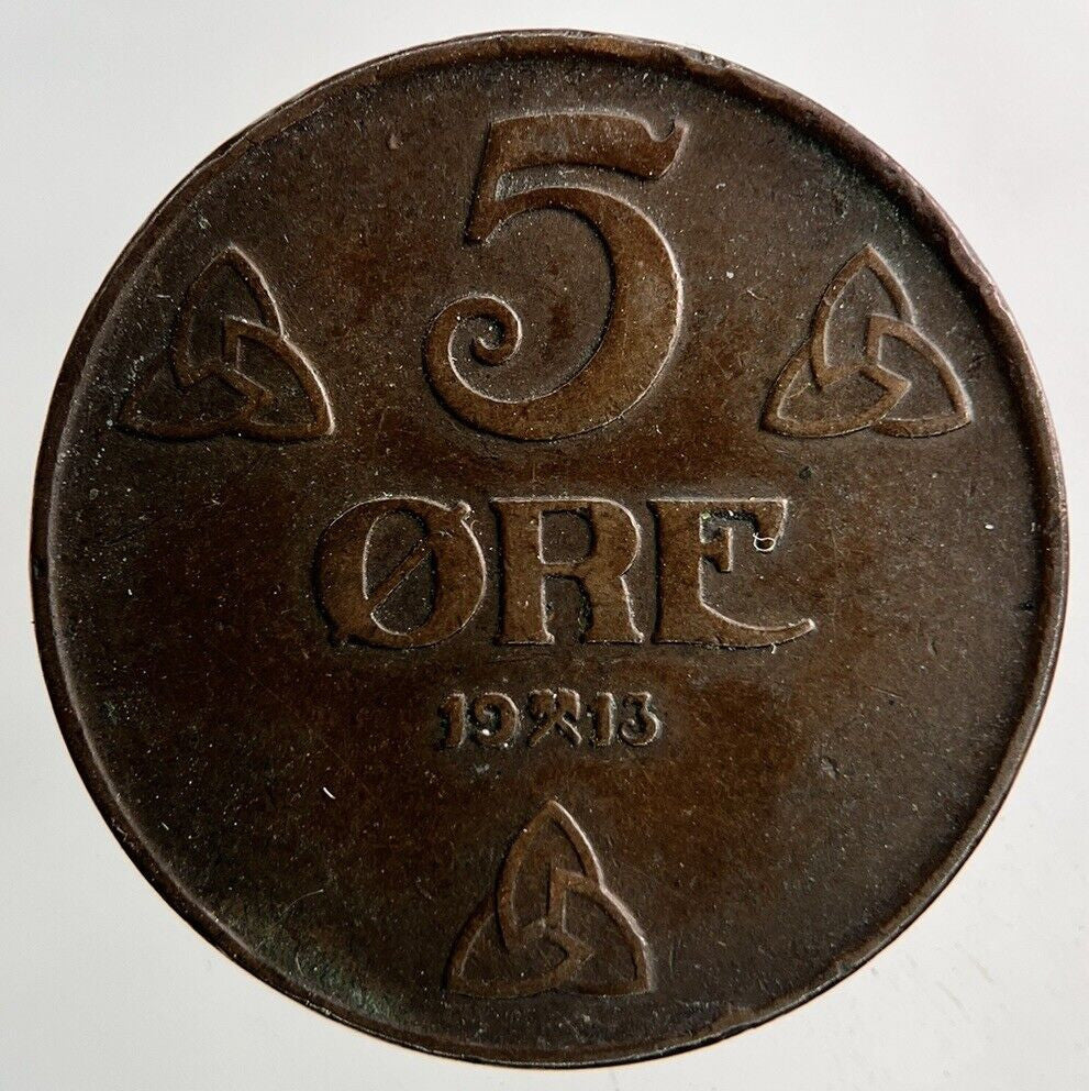 1913 Norway 5 Ore Coin | Fine Collectable Grade