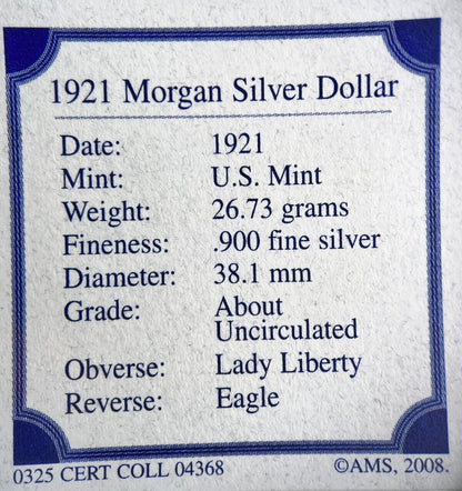 1921-S US USA Morgan Dollar Silver Coin | Very High Grade | a358