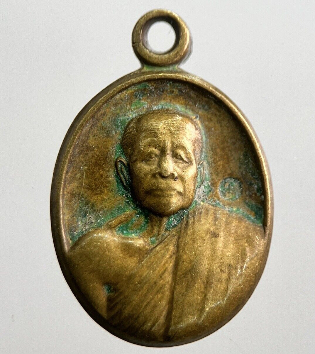 Old Thailand Monk Necklace Charm Amulet | Height 2cm | a7854