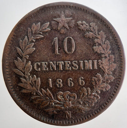 1866 Italy 10 Centesimi Coin | Fine Collectable Grade | a6230