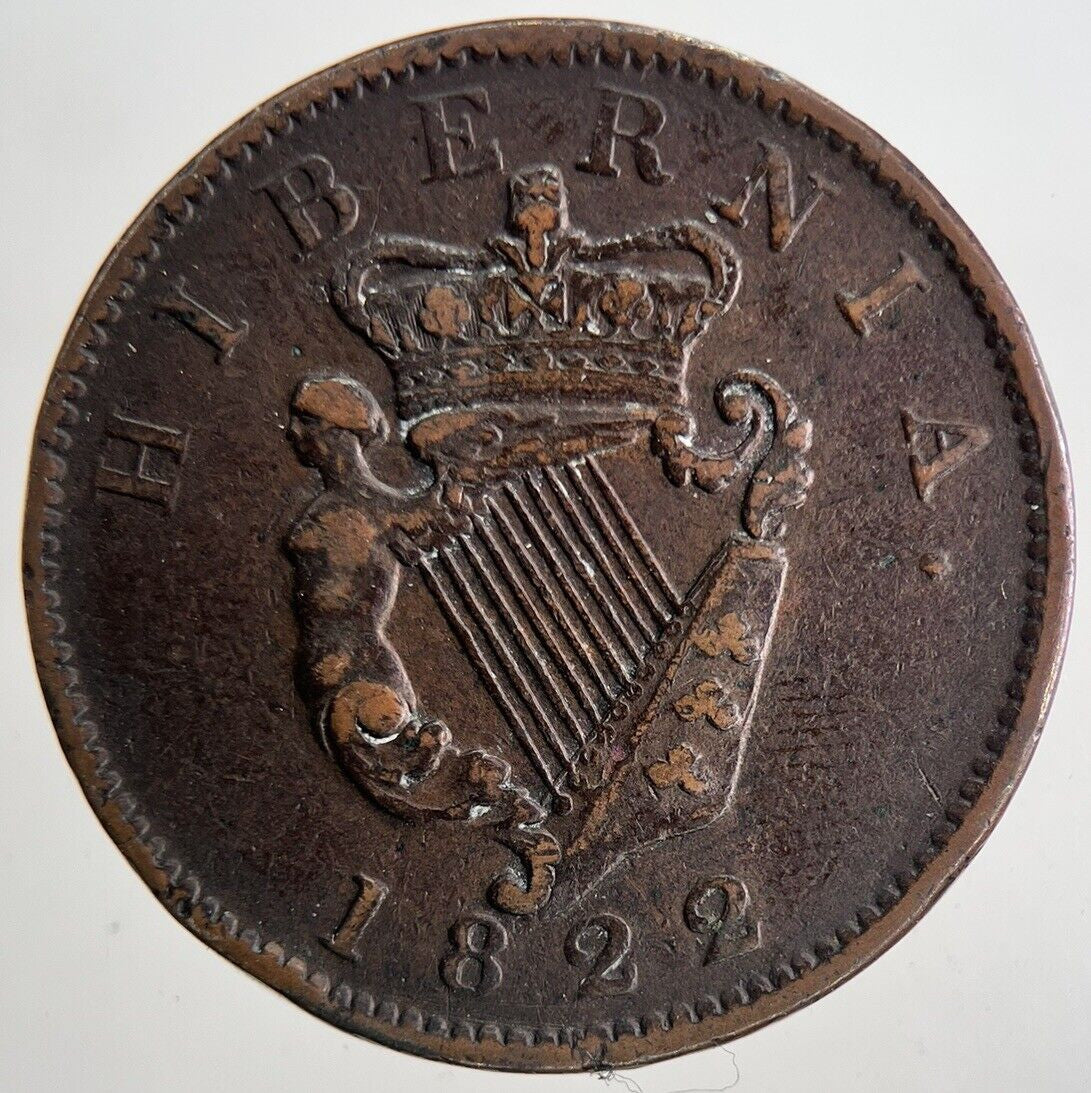 1822 George IV Irish Hibernia Half - Penny Coin | Very High Grade | a6915