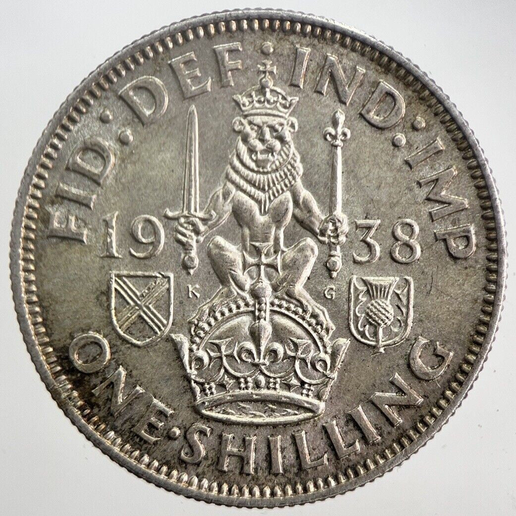 1938 George VI British One Shilling Silver Coin | Very Fine Grade | a5845