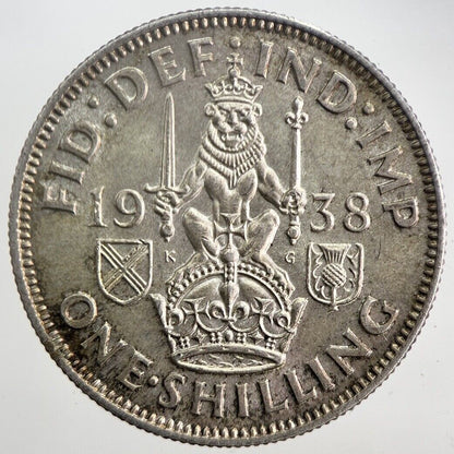1938 George VI British One Shilling Silver Coin | Very Fine Grade | a5845