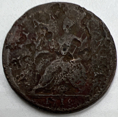 1718 Half - Penny George I 1st | British Copper Coin | Fair Grade | a172