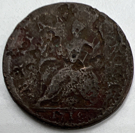1718 Half - Penny George I 1st | British Copper Coin | Fair Grade | a172