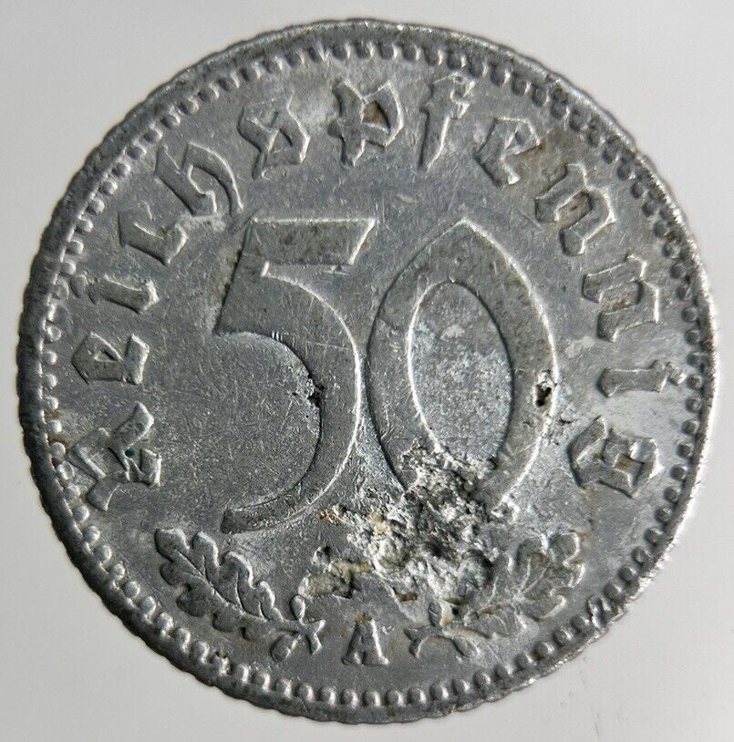 1941 Germany Nazi 50 Pfennig Coin | Fine Collectable Grade