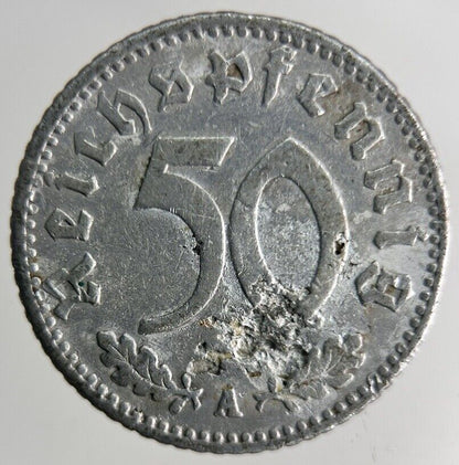 1941 Germany Nazi 50 Pfennig Coin | Fine Collectable Grade