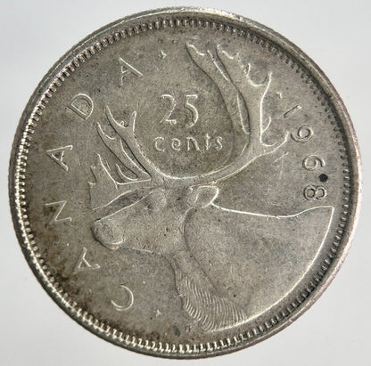 1968 Canadian 25 Cents Silver Coin | Fine Collectable Grade | a1936