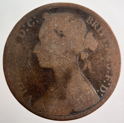 1875 Victoria One Penny Coin | Worn Grade