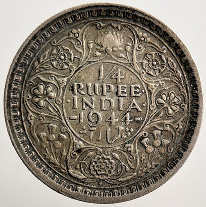 1944 India 1/4 Quarter Rupee Silver Coin | Fine Collectable Grade | a3509