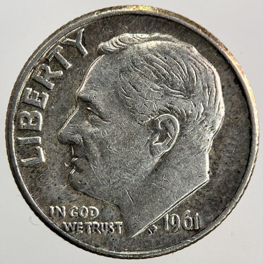 1961 - D US USA Roosevelt One Dime Silver Coin | Fine Collectable Grade