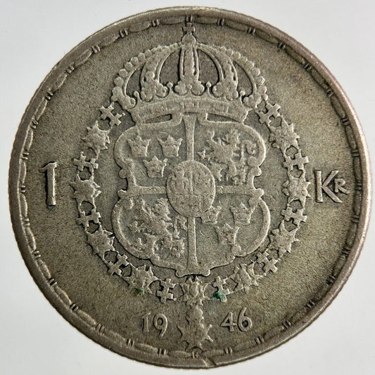 1946 Sweden 1 Krona Silver Coin | Collectable Grade