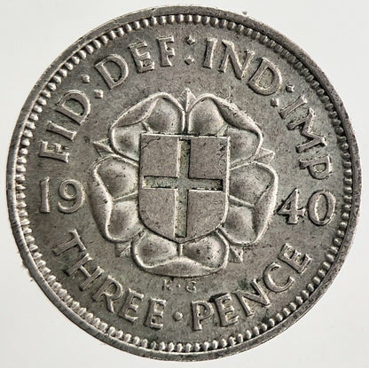 1940 George VI Threepence Silver Coin | Fine Collectable Grade