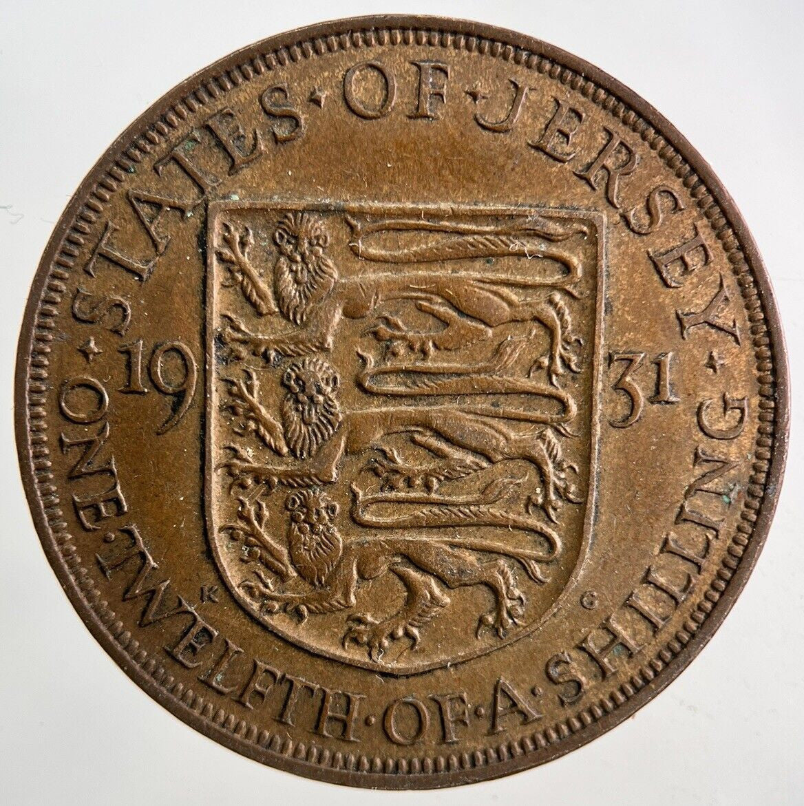 1931 Jersey One Twelfth Of A Shilling 1/12th Coin | Very High Grade