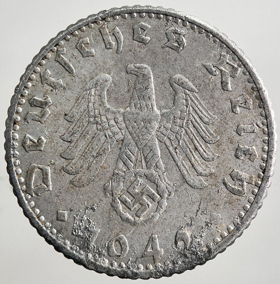 1942 - E Germany Nazi 50 Pfennig Coin | Collectable Grade | a4972