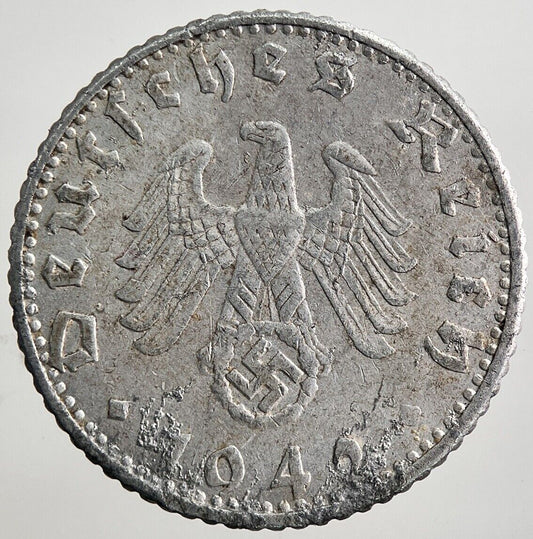 1942 - E Germany Nazi 50 Pfennig Coin | Collectable Grade | a4972