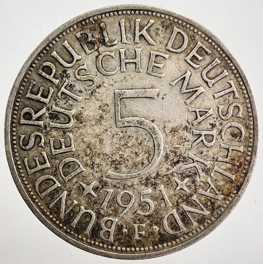 1951 - F Germany 5 Mark Silver Coin | Very High Grade | a7905