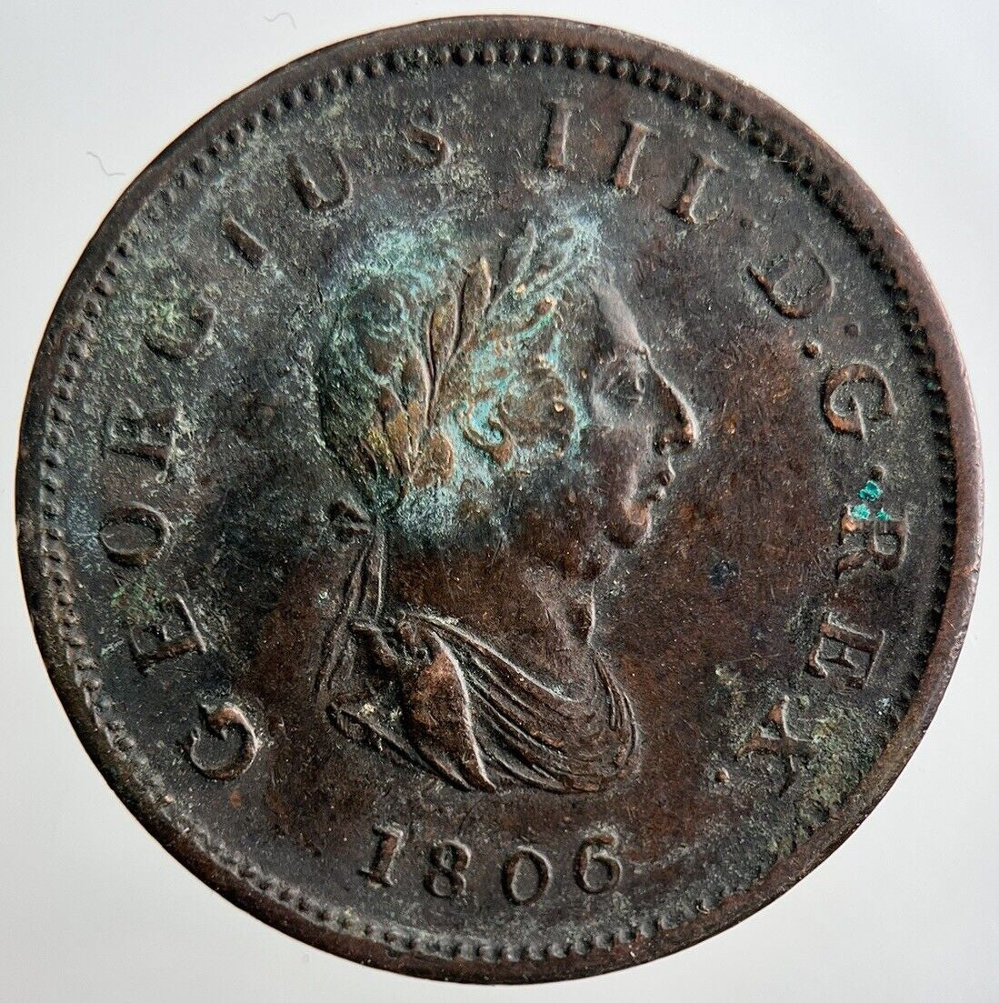 1806 George 3rd III Half - Penny British Coin | Fine Collectable Grade | a3249