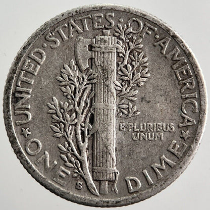 1941 - S US USA Mercury Dime Silver Coin | Fine Collectable Grade