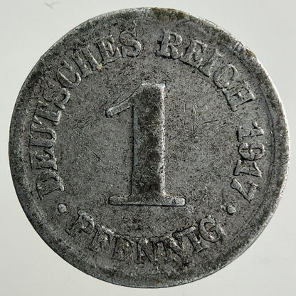1917 Germany 1 Pfennig Coin | Fine Collectable Grade