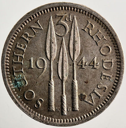 1944 Rhodesia Africa Threepence Silver Coin | Fine Collectable Grade | a3622