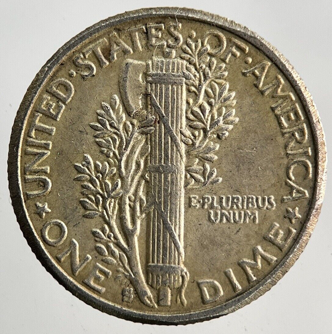 1924 - S US USA Mercury One Dime Silver Coin | Fine Collectable Grade