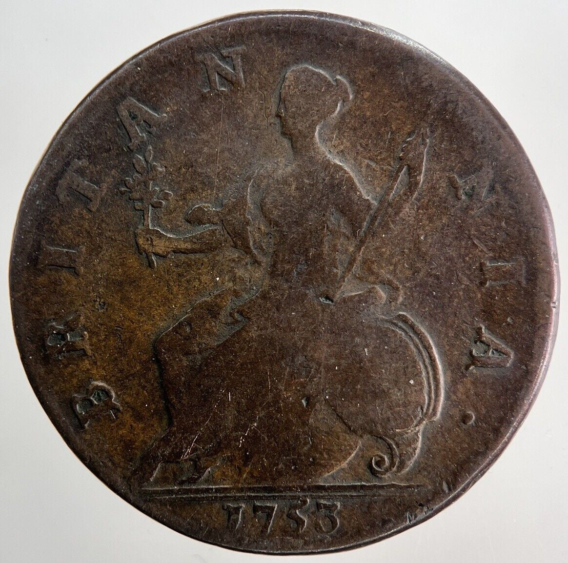 1753 George 2nd II Half-Penny Coin | Fine Collectable Grade