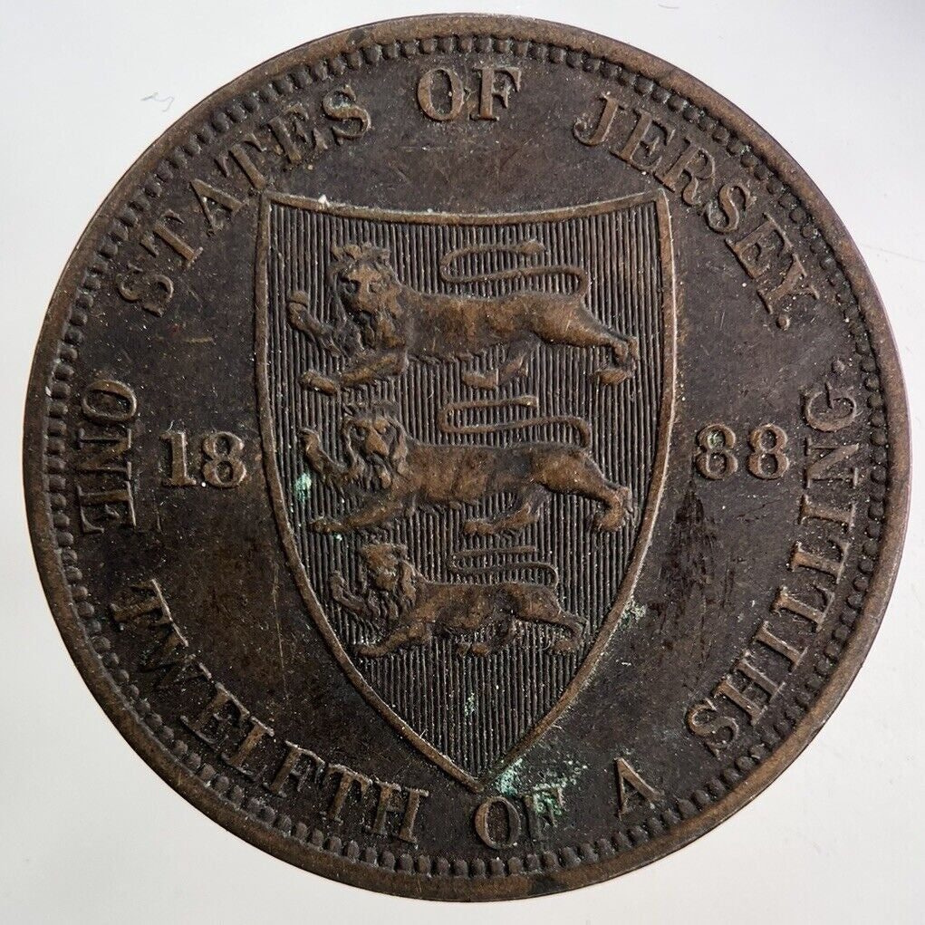 1888 Jersey One Twelfth Of A Shilling 1/12th Coin | Fine Collectable Grade
