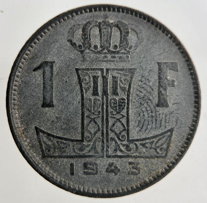1943 Belgium 1 Franc Coin | Fine Collectable Grade