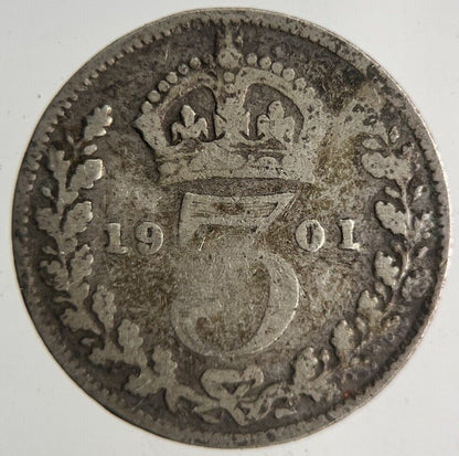 1901 Victoria Threepence Silver Coin | Collectable Grade