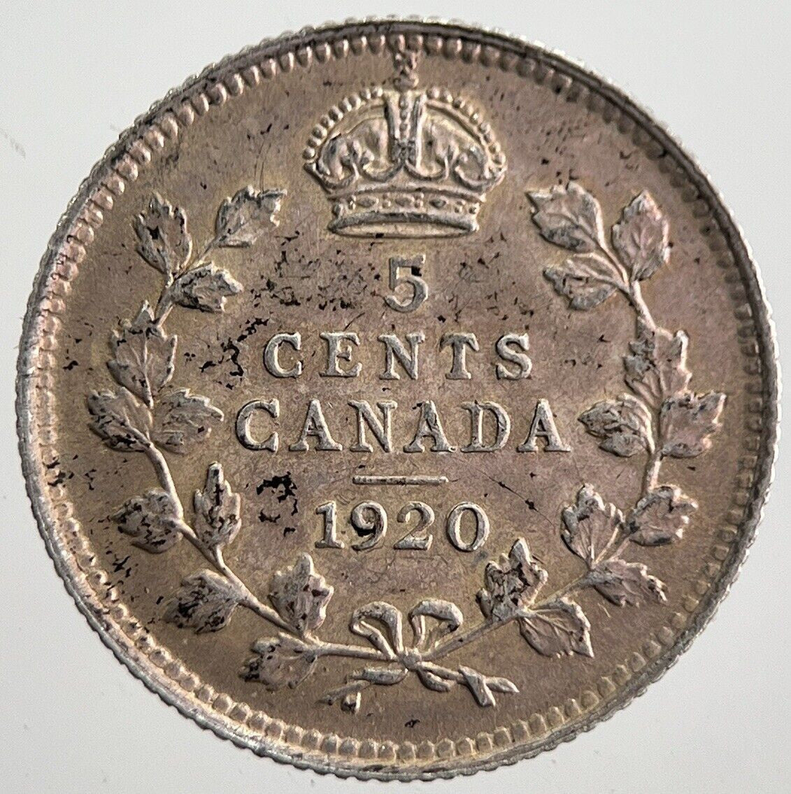 1920 Canada 5 Cents Silver Coin | Very High Grade | a7813