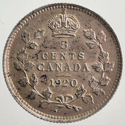 1920 Canada 5 Cents Silver Coin | Very High Grade | a7813