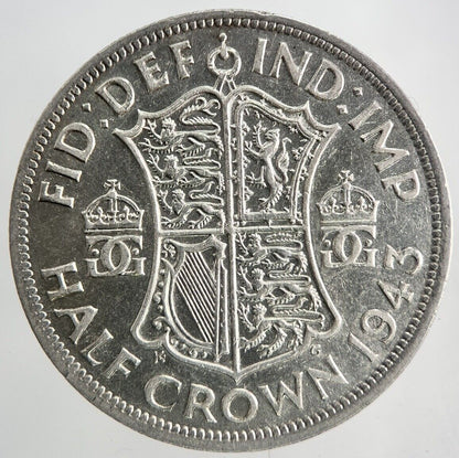1943 George VI Half - Crown Silver Coin | Fine Collectable Grade