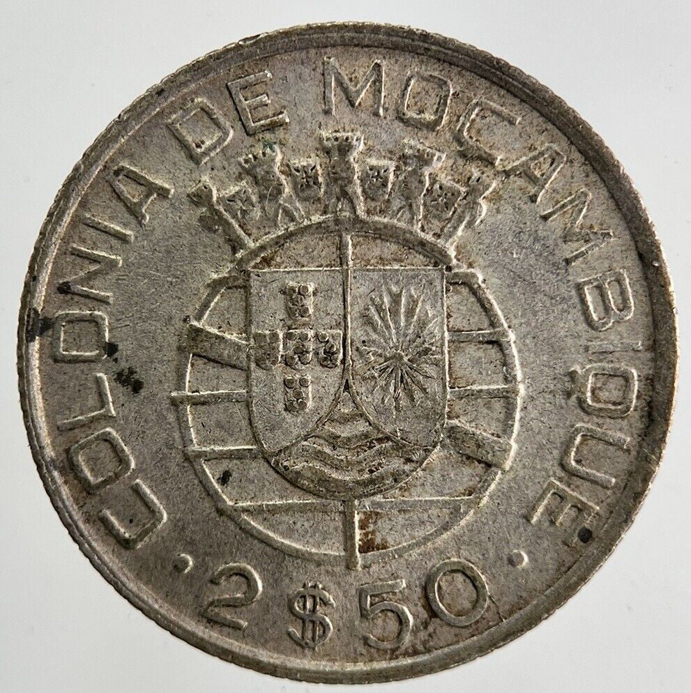 1950 Portugal Mozambique 2.5 Escudos Silver Coin | Fine Collectable Grade