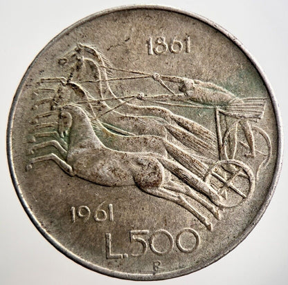 1861 - 1961 Italy 500 Lira Silver Coin | Fine Collectable Grade | a3656