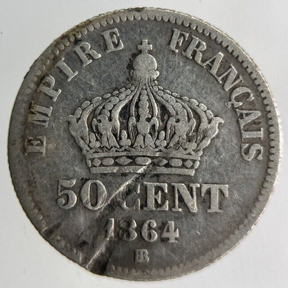 1864 France 50 Centimes Silver Coin | Collectable Grade