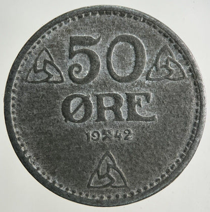 1942 Norway 50 Ore Coin | Fine Collectable Grade