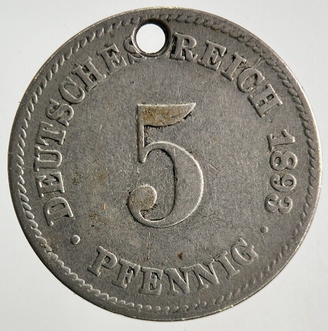 1893 Germany 5 Pfennig Coin | Fine Collectable Grade