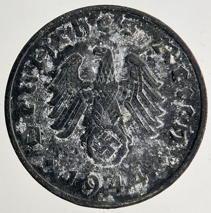 1944 Germany Nazi 1 Pfennig Coin | Fine Collectable Grade