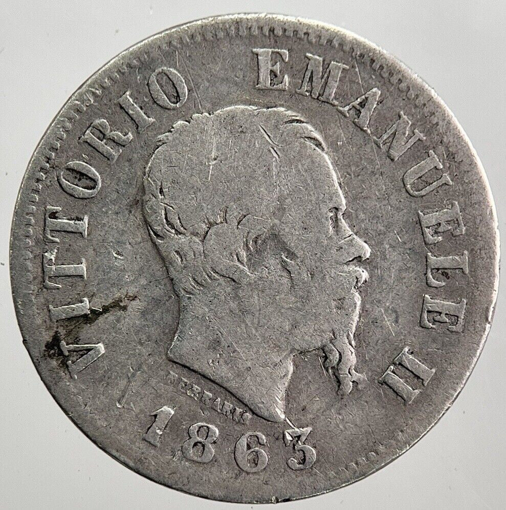 1863 Italy 50 Centesimi Silver Coin | Collectable Grade | a7969