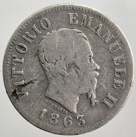 1863 Italy 50 Centesimi Silver Coin | Collectable Grade | a7969