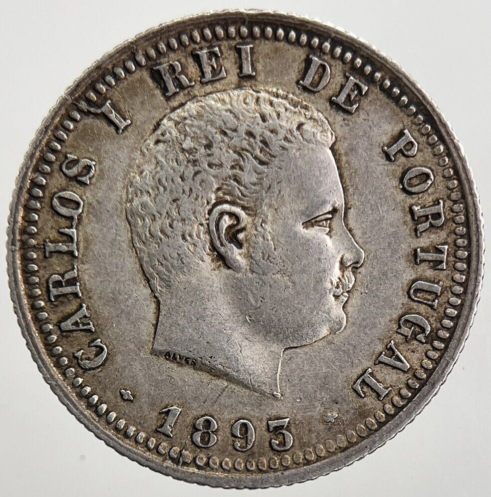 1893 Portugal 100 Reis Silver Coin | Very High Grade | a5651
