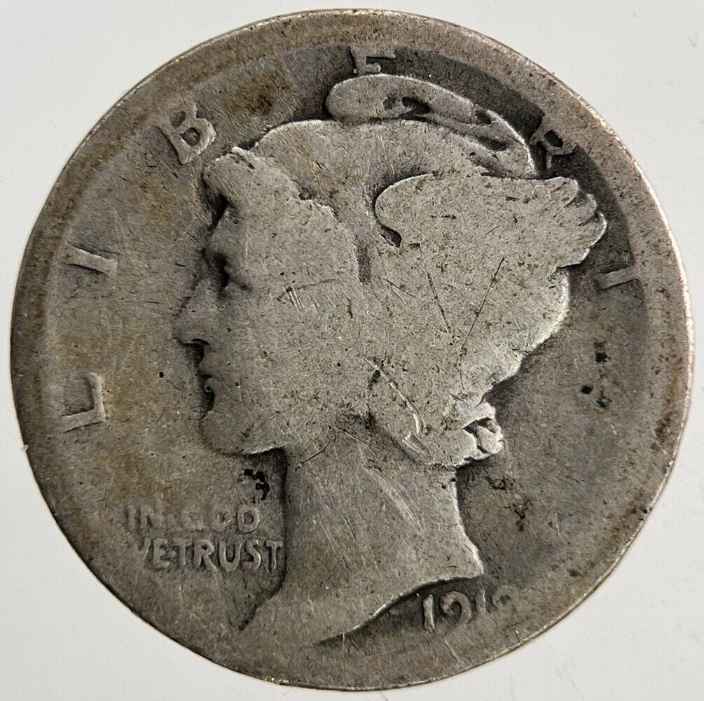 1918 - D US USA Mercury One Dime Silver Coin | Collectable Grade