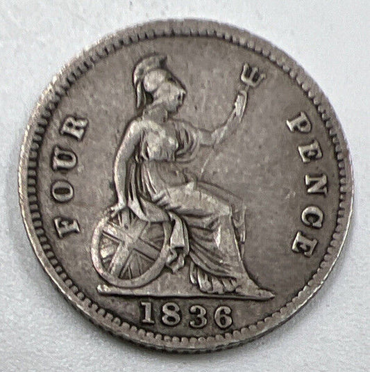 1836 William IV Four - Pence | British Silver Coin | Fine Collectable Grade | a924